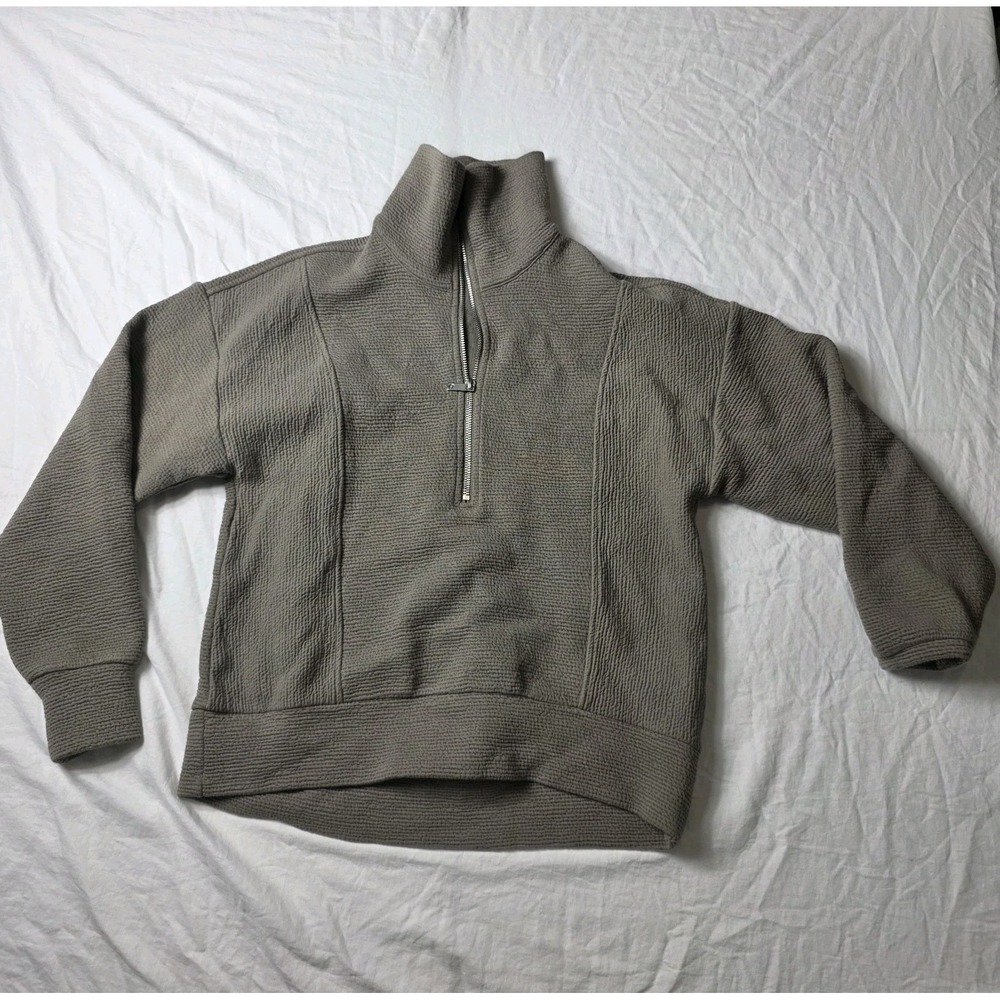 calia women's sweatshirt waffle half zip pullover brown XS